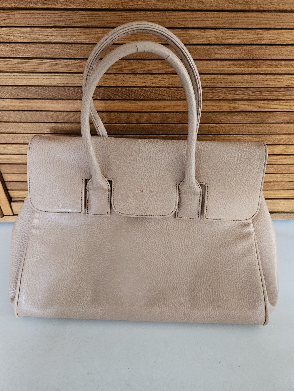 Matt & Nat Neutral Blush Beige Structured Handbag With Magnetic Closure